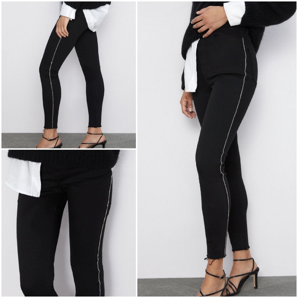 Zara jewel stripe high rise skinny jeans - Picture 2 of 7